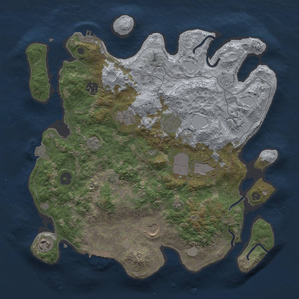Rust Map: Procedural Map, Size: 3600, Seed: 1015756343, 16 Monuments