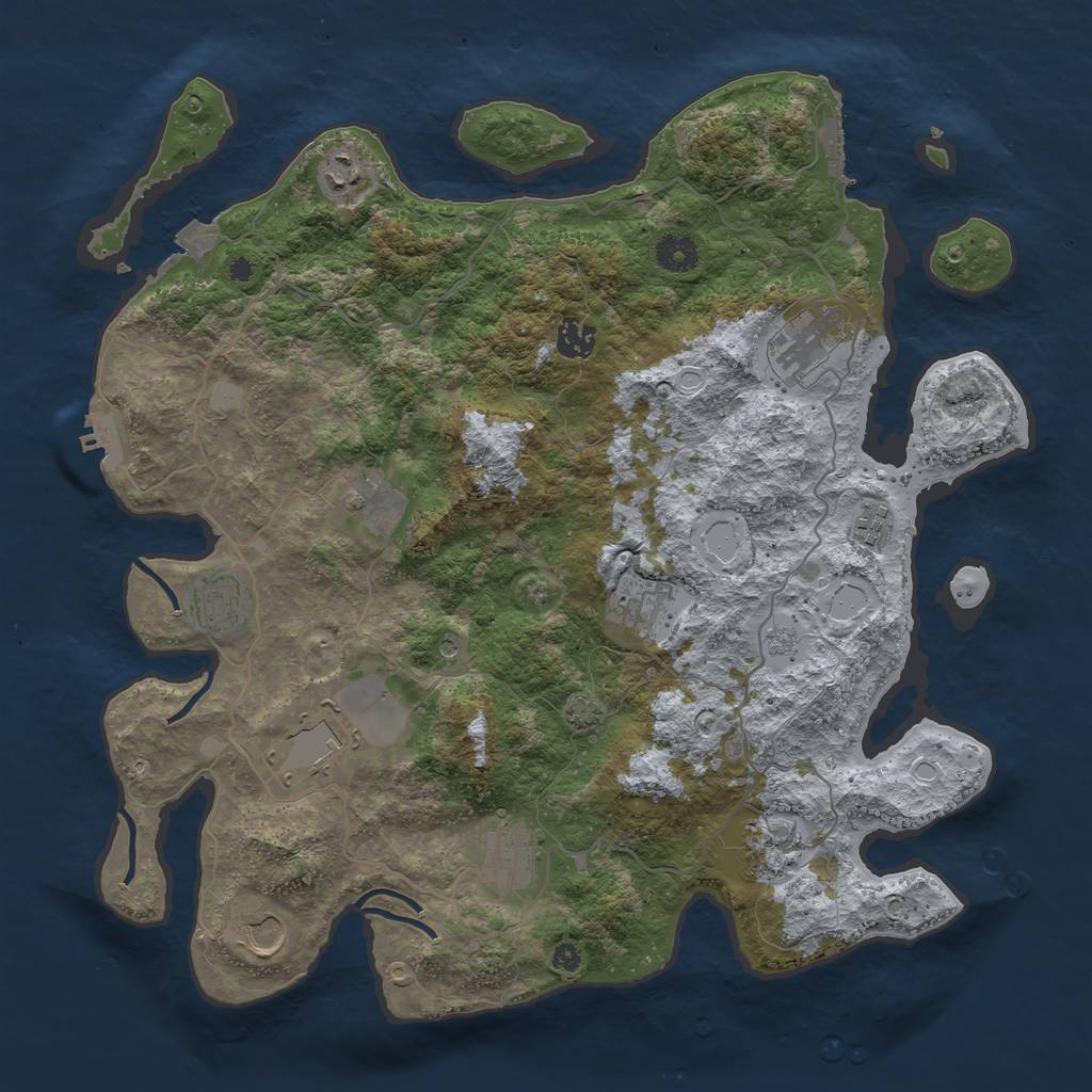 Rust Map: Procedural Map, Size: 4000, Seed: 764521, 19 Monuments