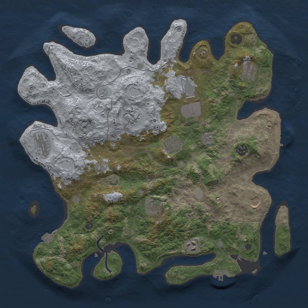 Rust Map: Procedural Map, Size: 4000, Seed: 1038611331, 18 Monuments