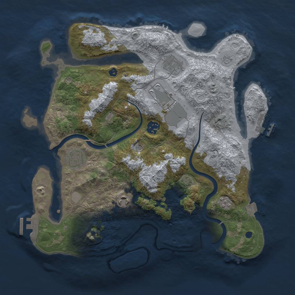 Rust Map: Procedural Map, Size: 3500, Seed: 1049588212, 12 Monuments