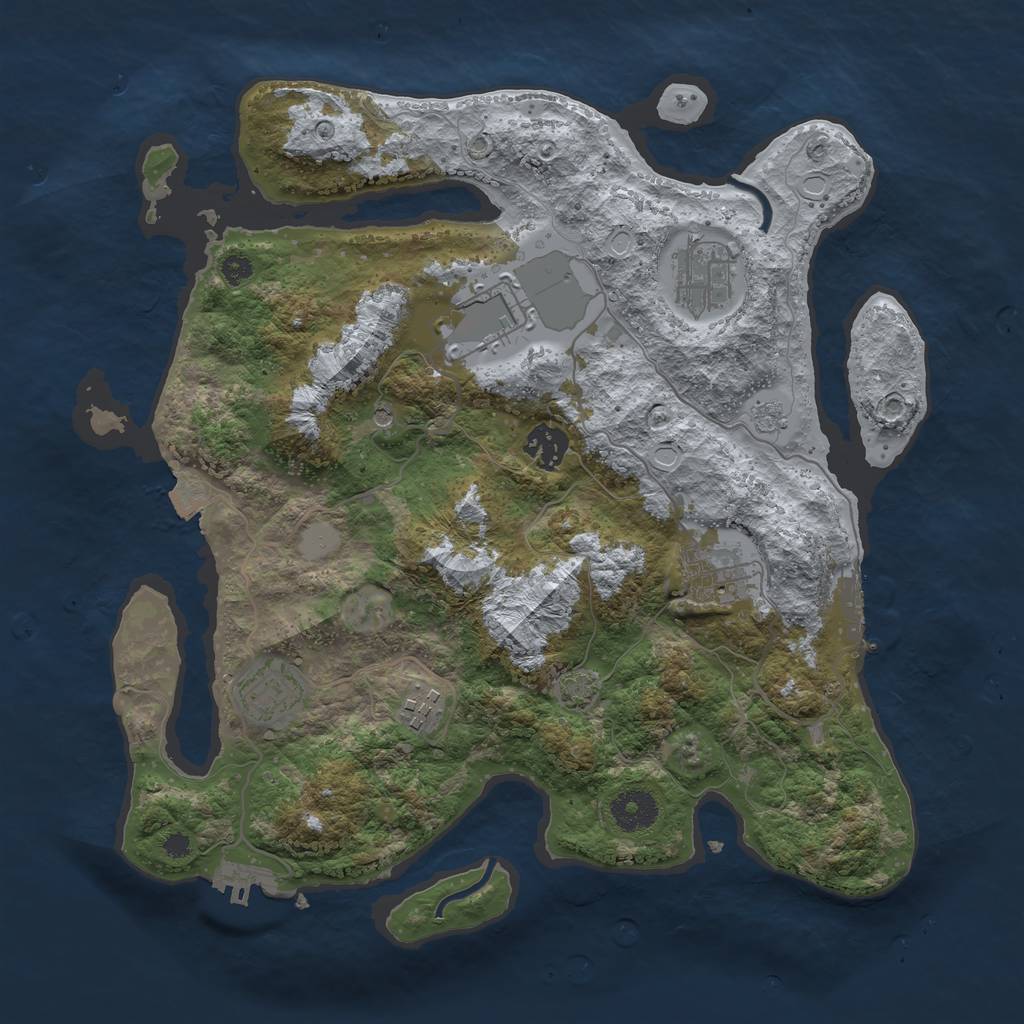 Rust Map: Procedural Map, Size: 3500, Seed: 1049588212, 14 Monuments