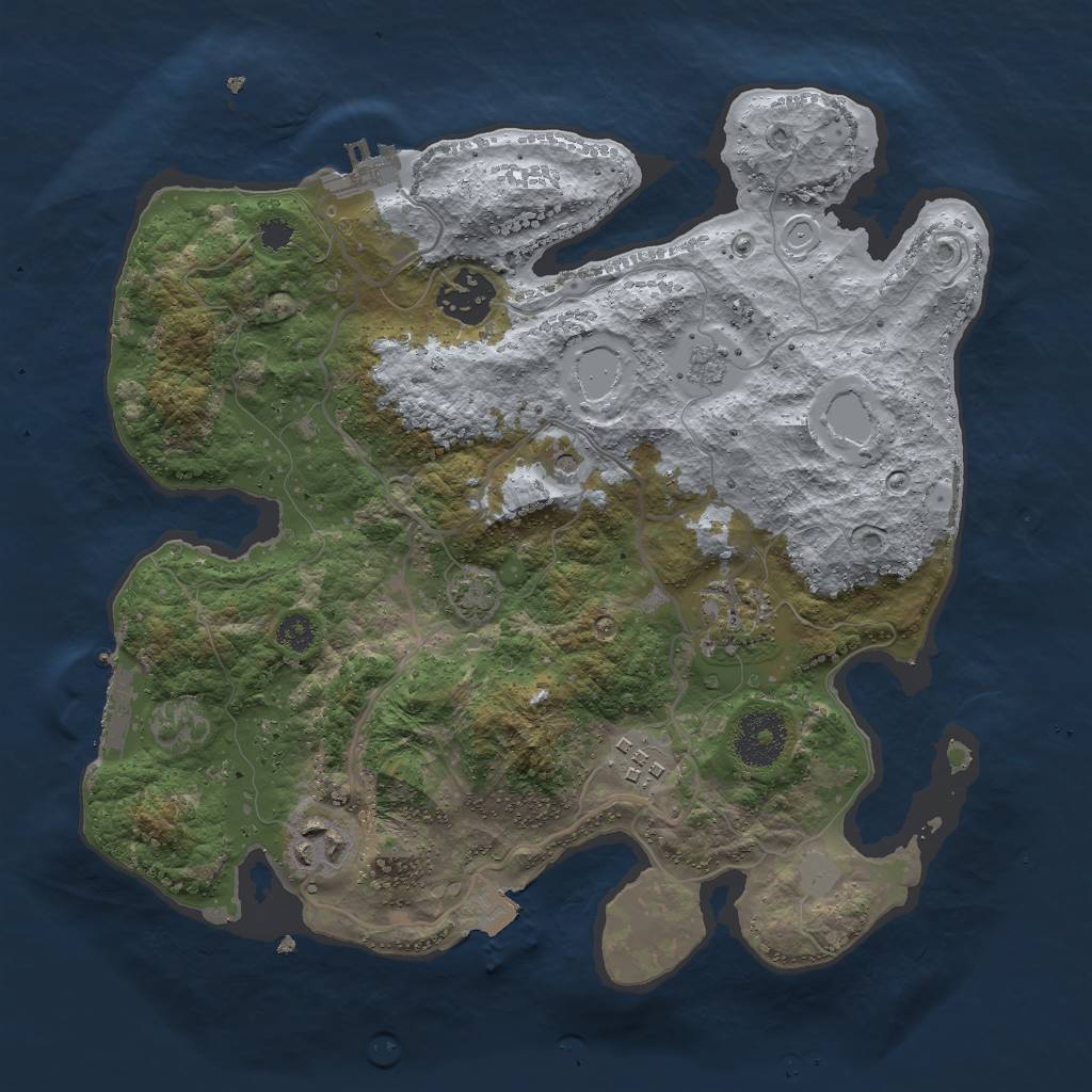 Rust Map: Procedural Map, Size: 3000, Seed: 293105970, 12 Monuments