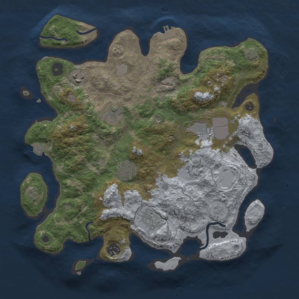 Rust Map: Procedural Map, Size: 3500, Seed: 431552065, 14 Monuments