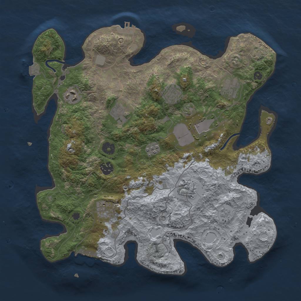 Rust Map: Procedural Map, Size: 3500, Seed: 125124126, 17 Monuments