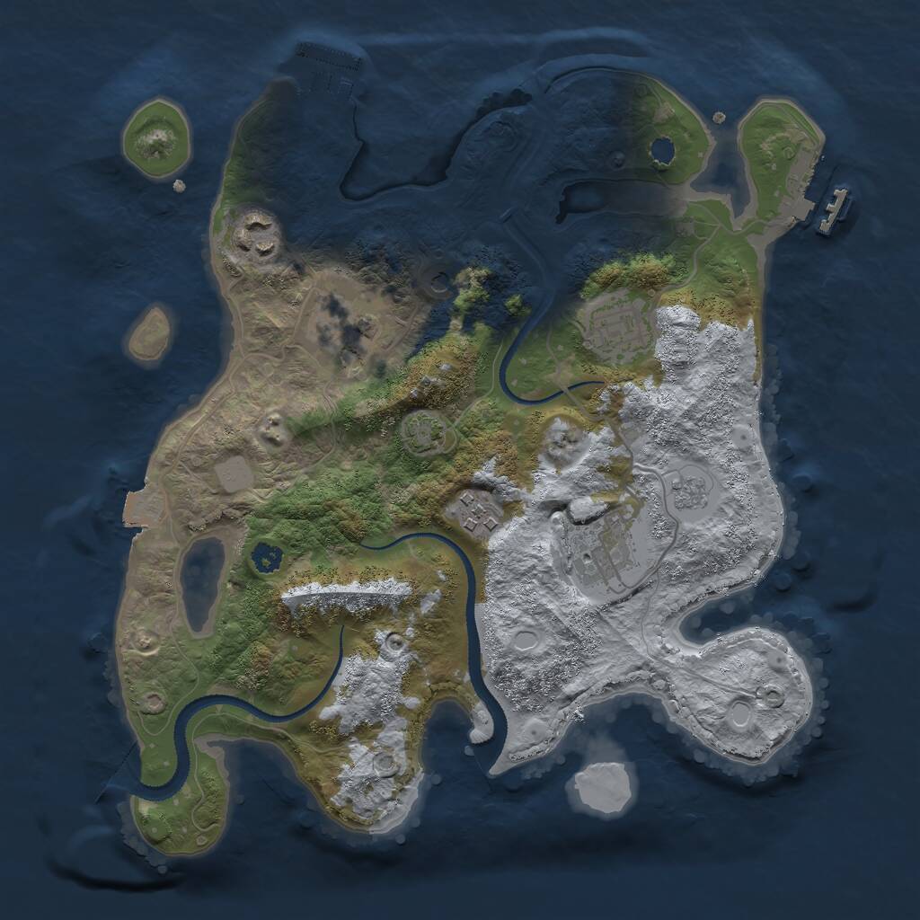 Rust Map: Procedural Map, Size: 3000, Seed: 91893, 11 Monuments