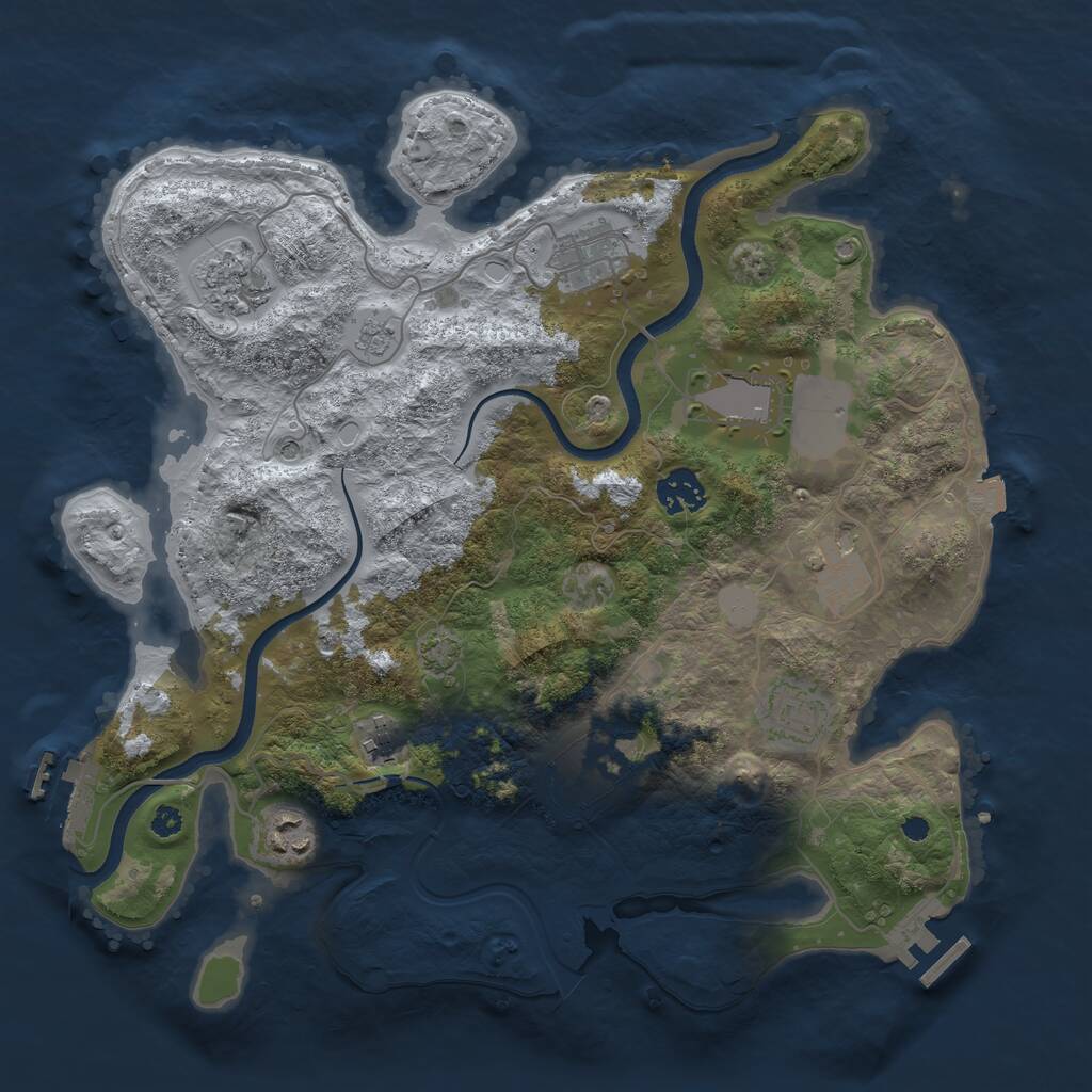 Rust Map: Procedural Map, Size: 3500, Seed: 31454042, 15 Monuments