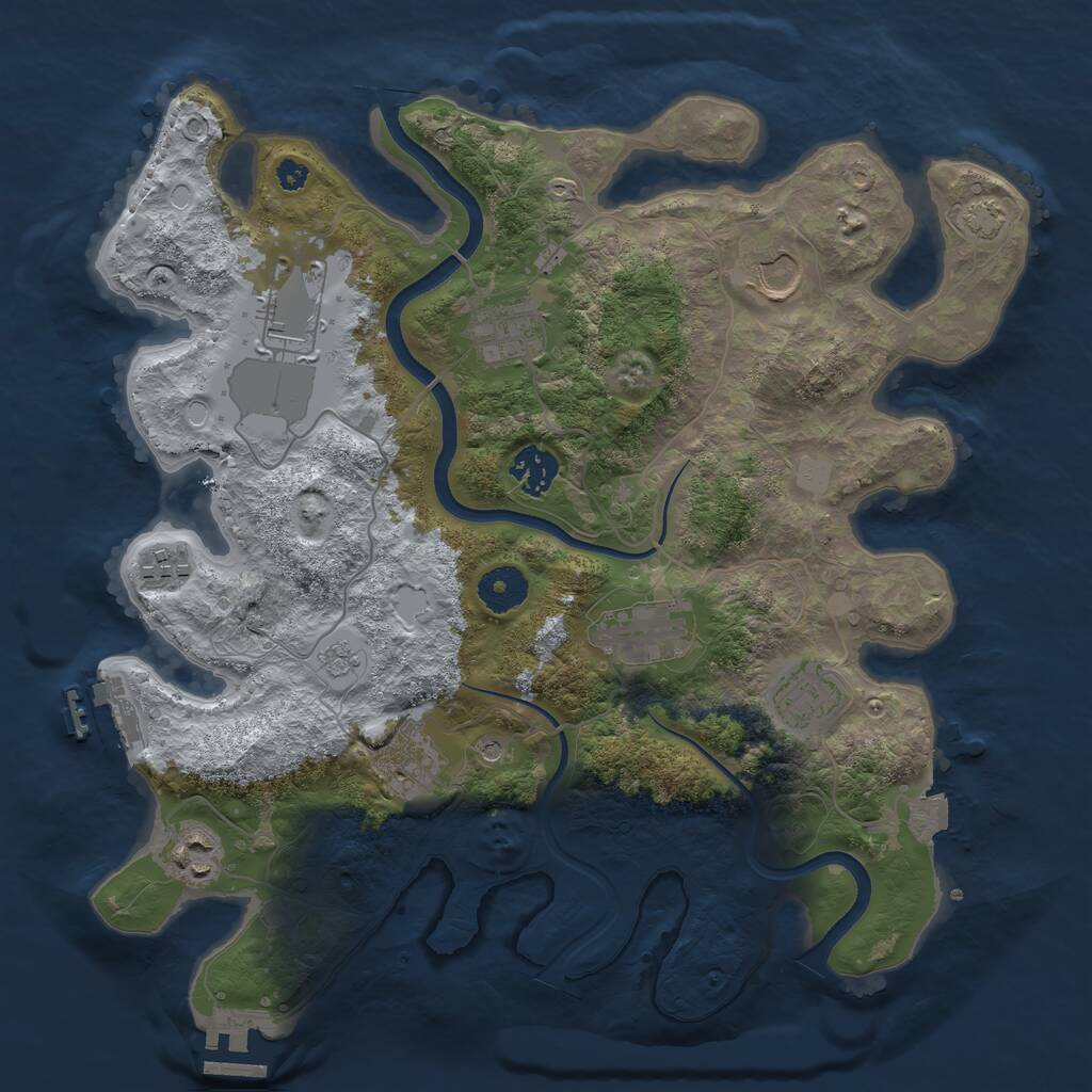 Rust Map: Procedural Map, Size: 3500, Seed: 1055004978, 15 Monuments