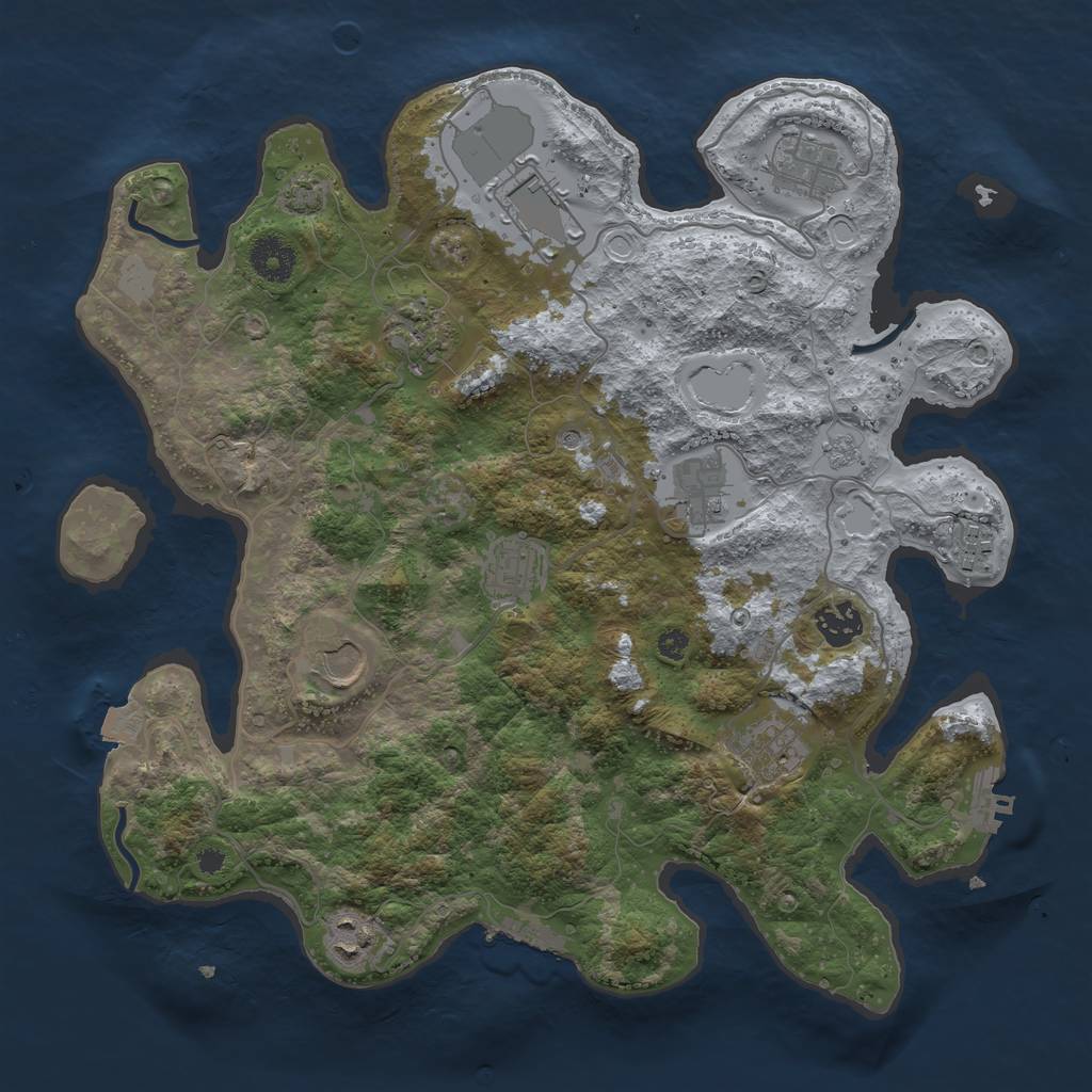 Rust Map: Procedural Map, Size: 3600, Seed: 214100813, 18 Monuments