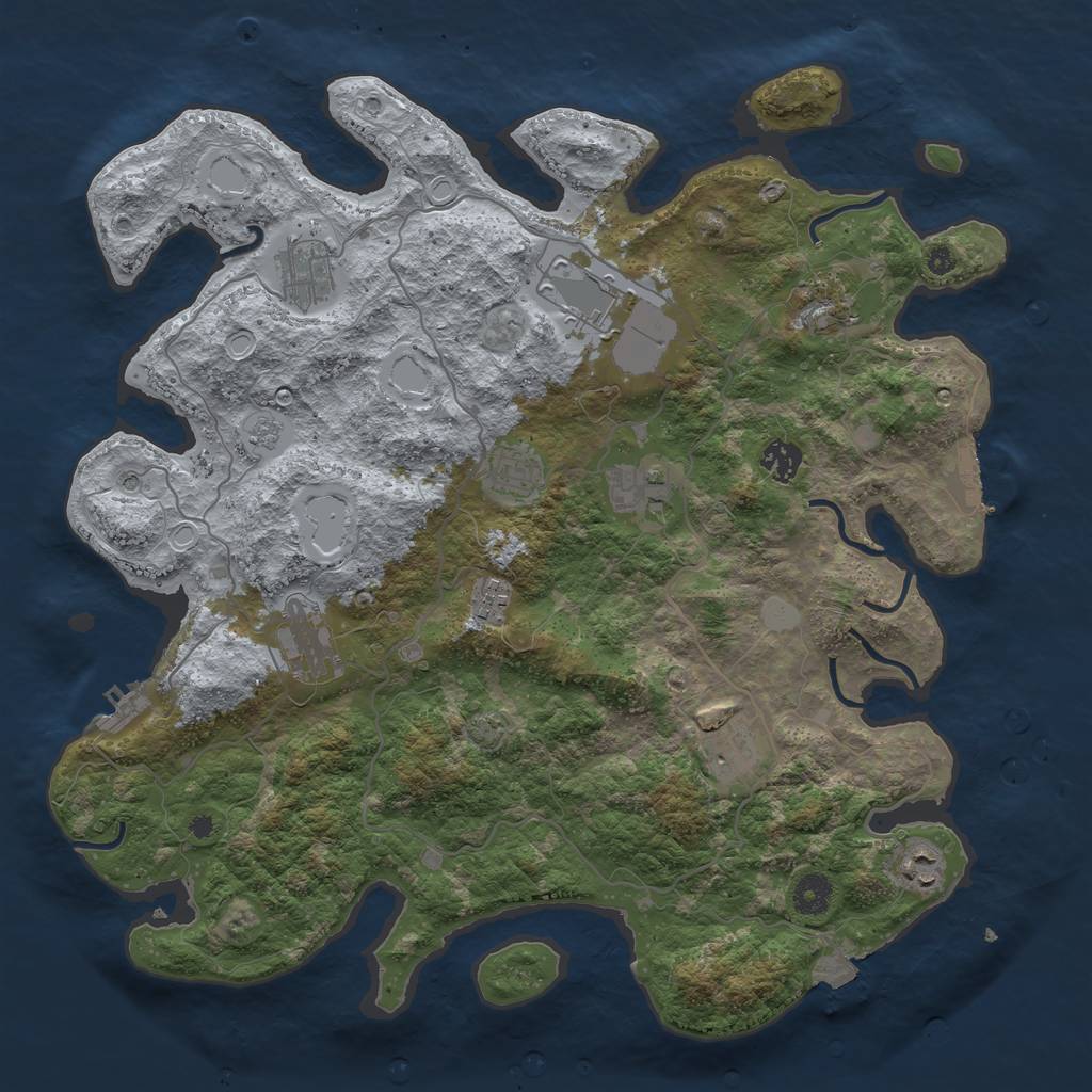 Rust Map: Procedural Map, Size: 4000, Seed: 1676665581, 18 Monuments