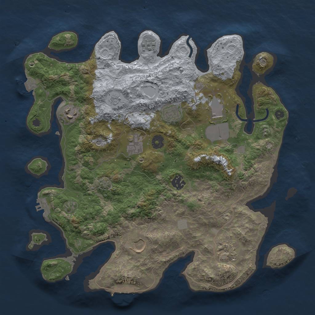 Rust Map: Procedural Map, Size: 3500, Seed: 3824294, 16 Monuments