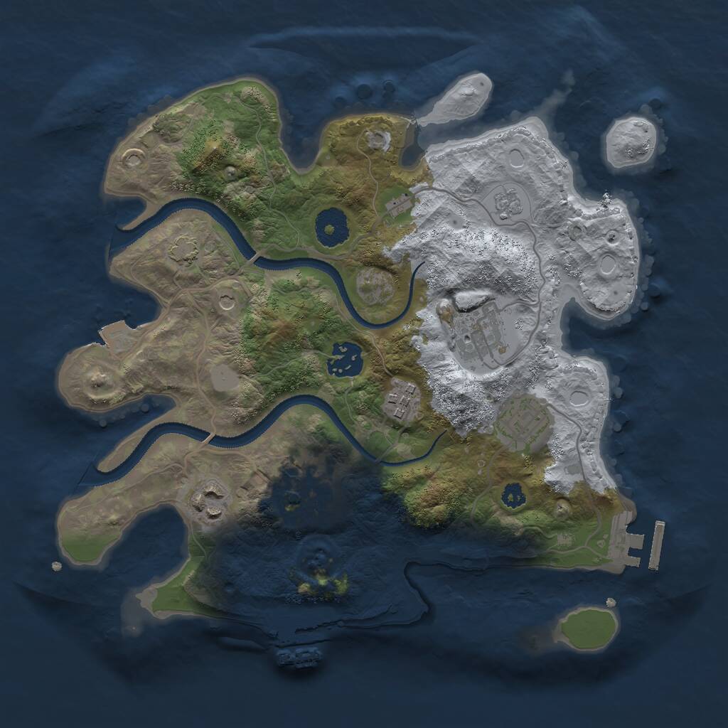 Rust Map: Procedural Map, Size: 3000, Seed: 3037, 12 Monuments