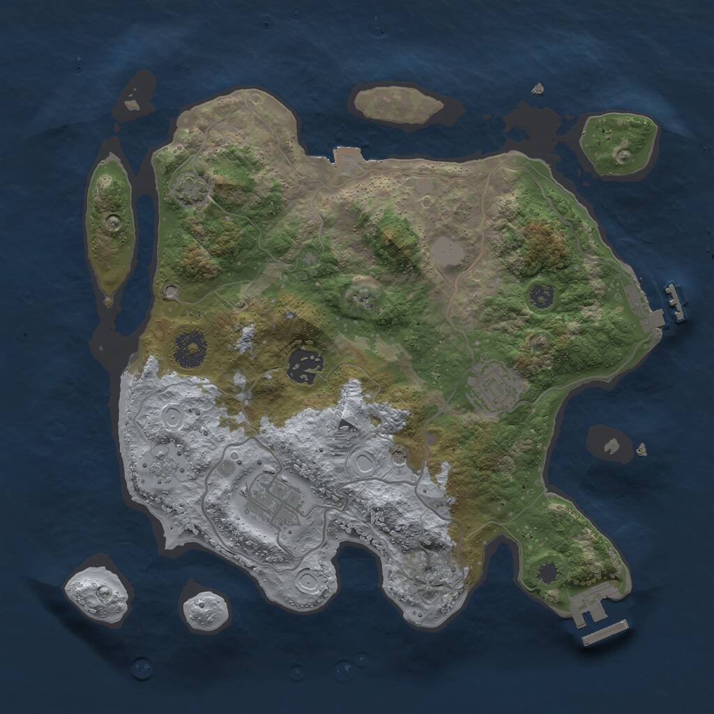 Rust Map: Procedural Map, Size: 3000, Seed: 1295398297, 9 Monuments