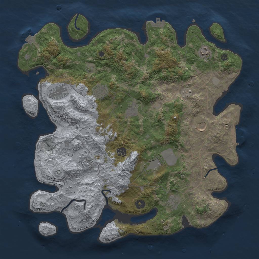 Rust Map: Procedural Map, Size: 4000, Seed: 80052518, 18 Monuments