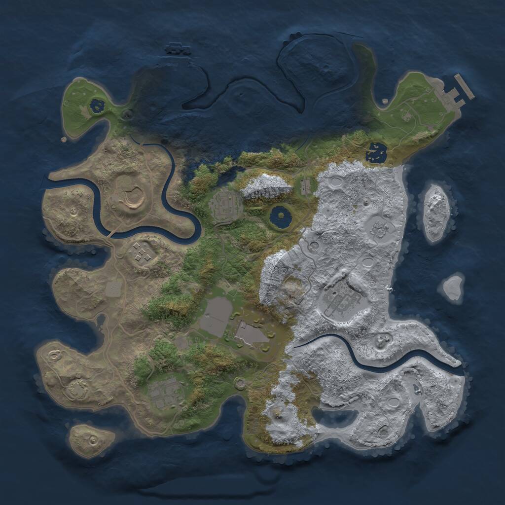 Rust Map: Procedural Map, Size: 3500, Seed: 2036199022, 13 Monuments
