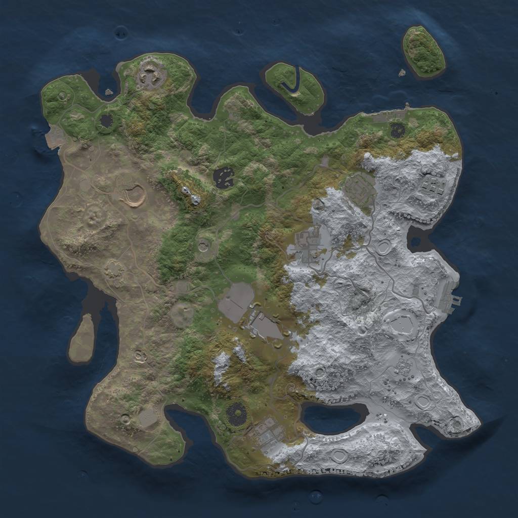 Rust Map: Procedural Map, Size: 3500, Seed: 1900338786, 16 Monuments