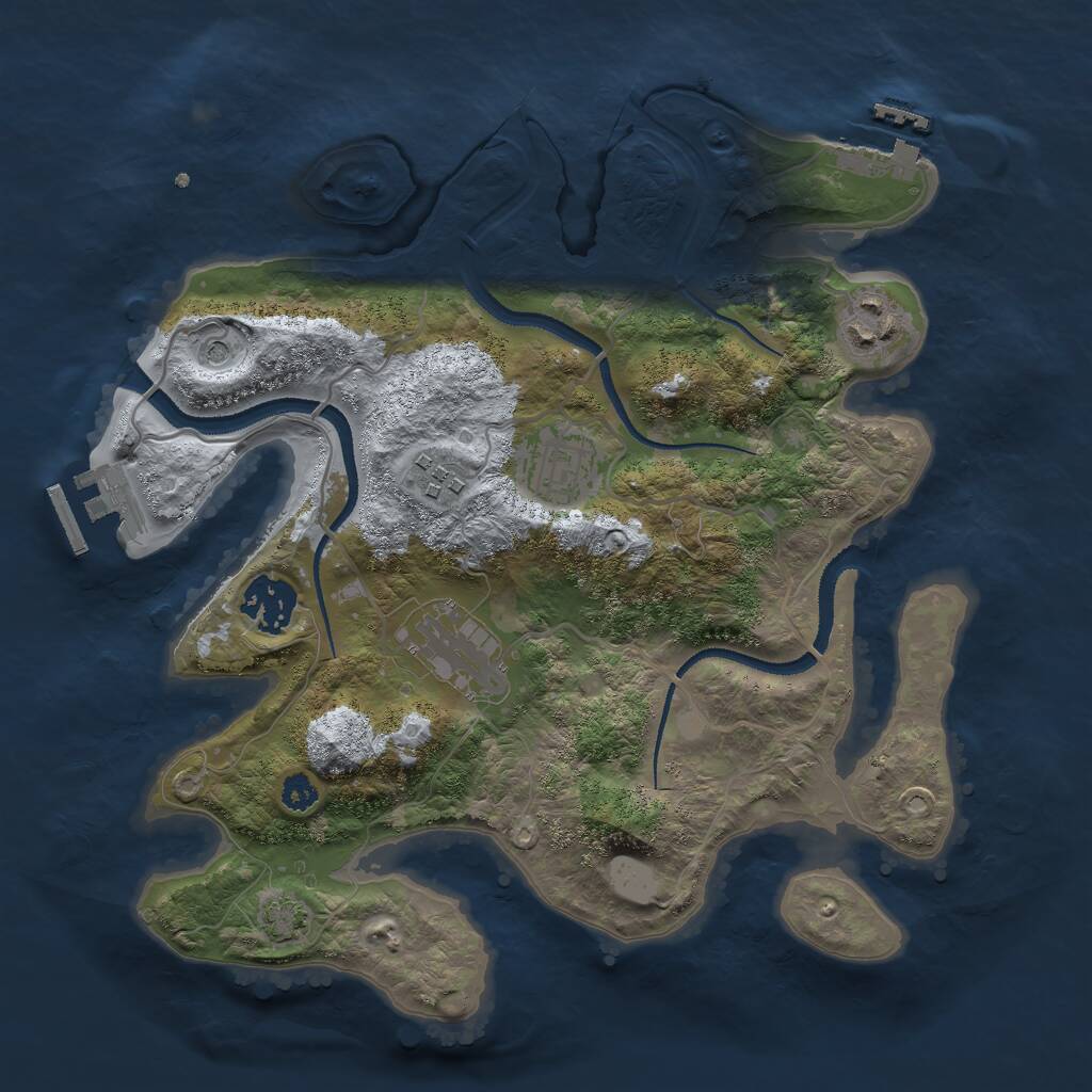 Rust Map: Procedural Map, Size: 3000, Seed: 427837600, 10 Monuments