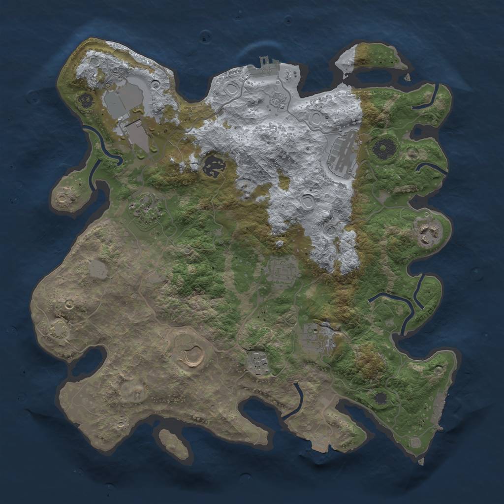 Rust Map: Procedural Map, Size: 3500, Seed: 468353055, 17 Monuments