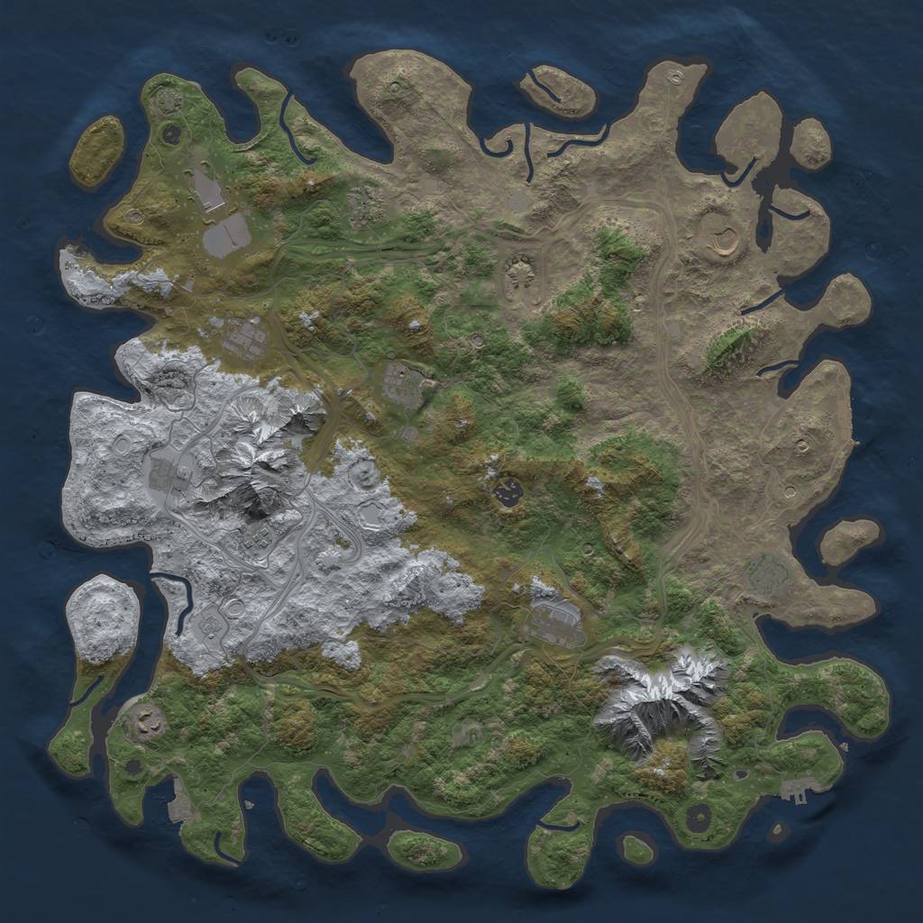 Rust Map: Procedural Map, Size: 5000, Seed: 206891744, 19 Monuments