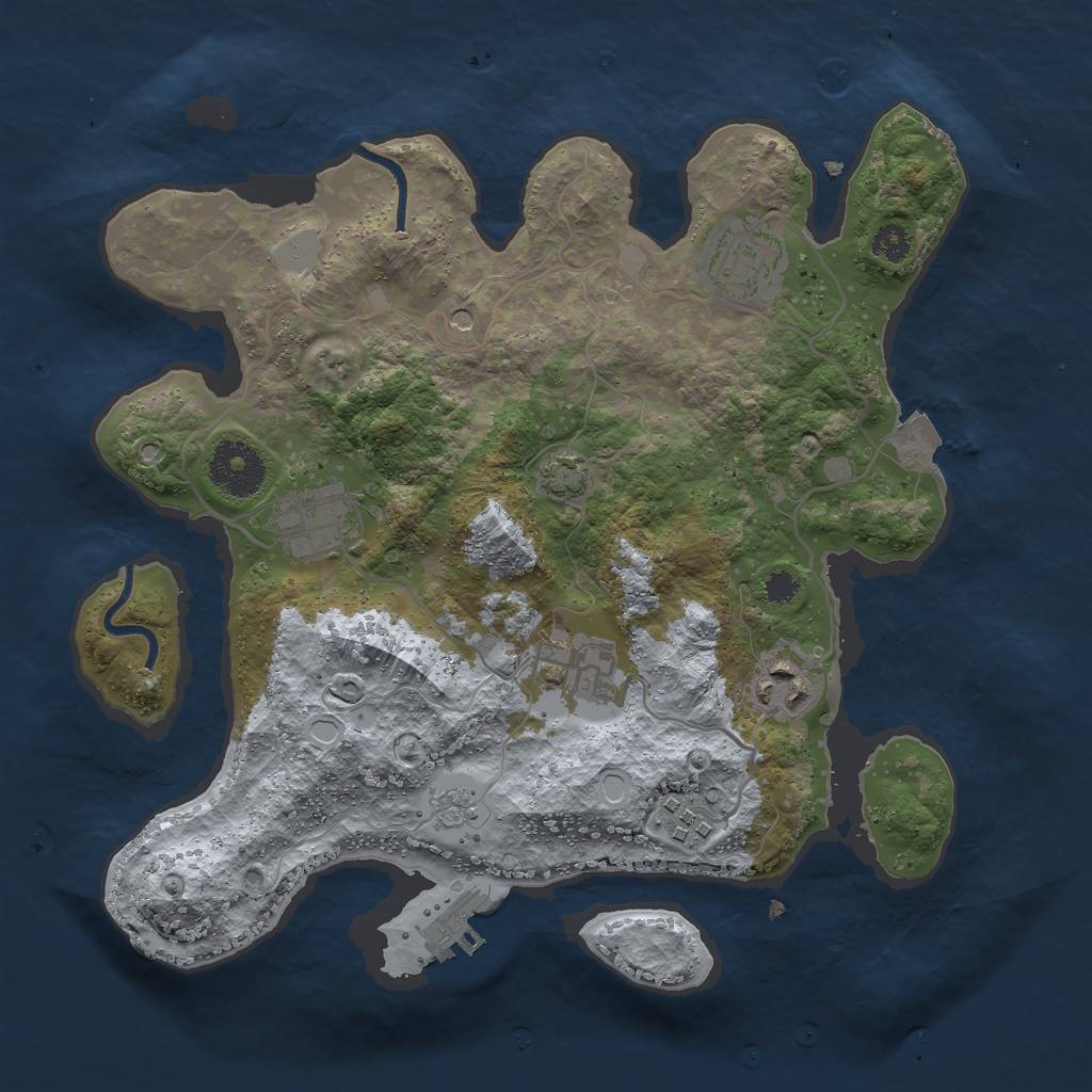 Rust Map: Procedural Map, Size: 3000, Seed: 51772, 12 Monuments