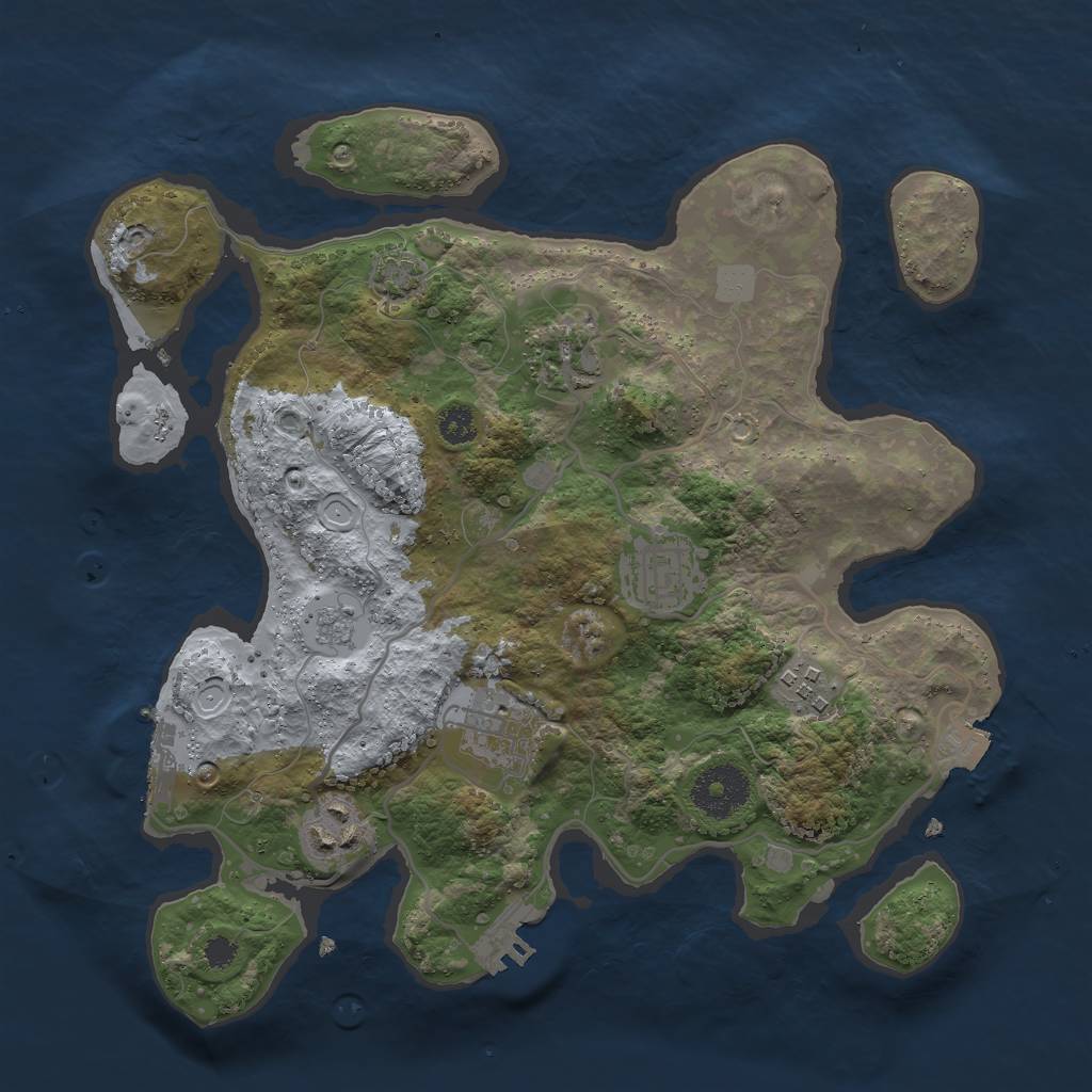 Rust Map: Procedural Map, Size: 3000, Seed: 409681948, 12 Monuments