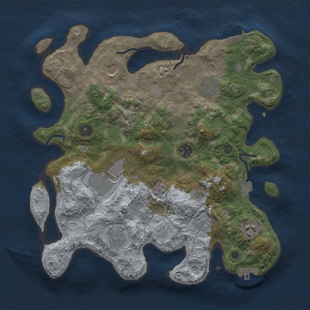 Rust Map: Procedural Map, Size: 3500, Seed: 766804037, 16 Monuments