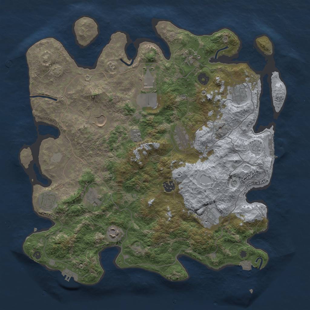 Rust Map: Procedural Map, Size: 4000, Seed: 124553661, 19 Monuments