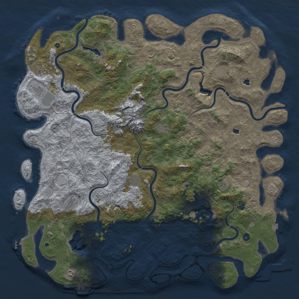 Rust Map: Procedural Map, Size: 6000, Seed: 21337, 17 Monuments