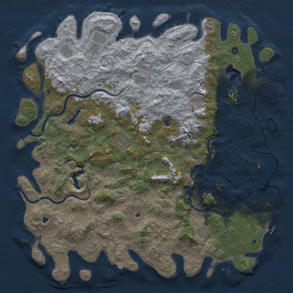 Rust Map: Procedural Map, Size: 6000, Seed: 13037, 17 Monuments