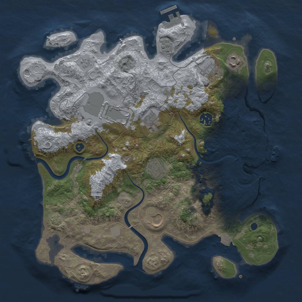 Rust Map: Procedural Map, Size: 3500, Seed: 520182840, 14 Monuments