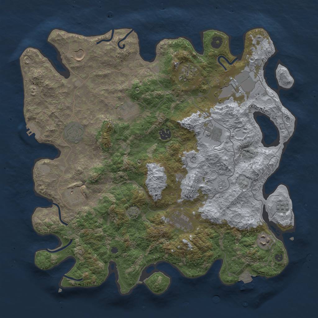 Rust Map: Procedural Map, Size: 4000, Seed: 234557558, 18 Monuments