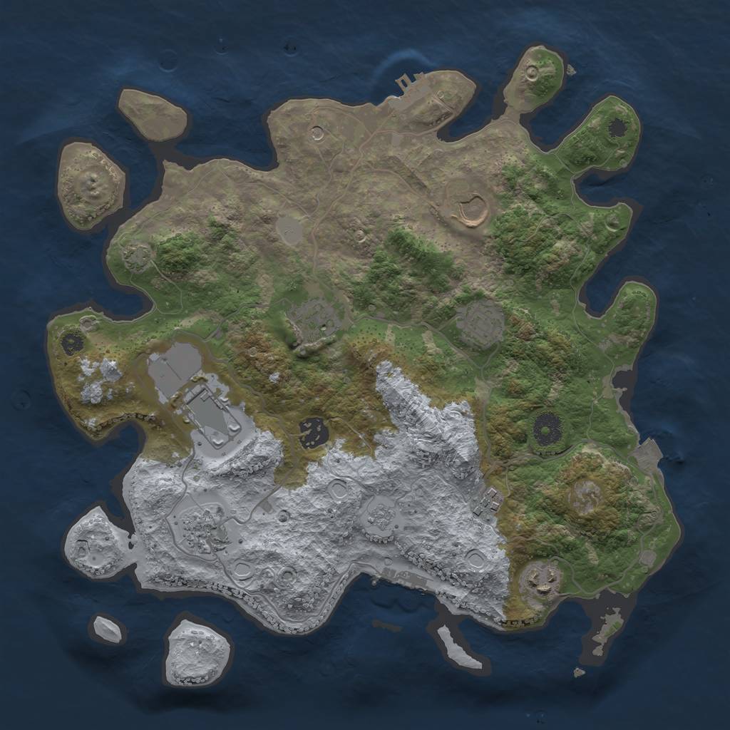 Rust Map: Procedural Map, Size: 3500, Seed: 55454, 16 Monuments