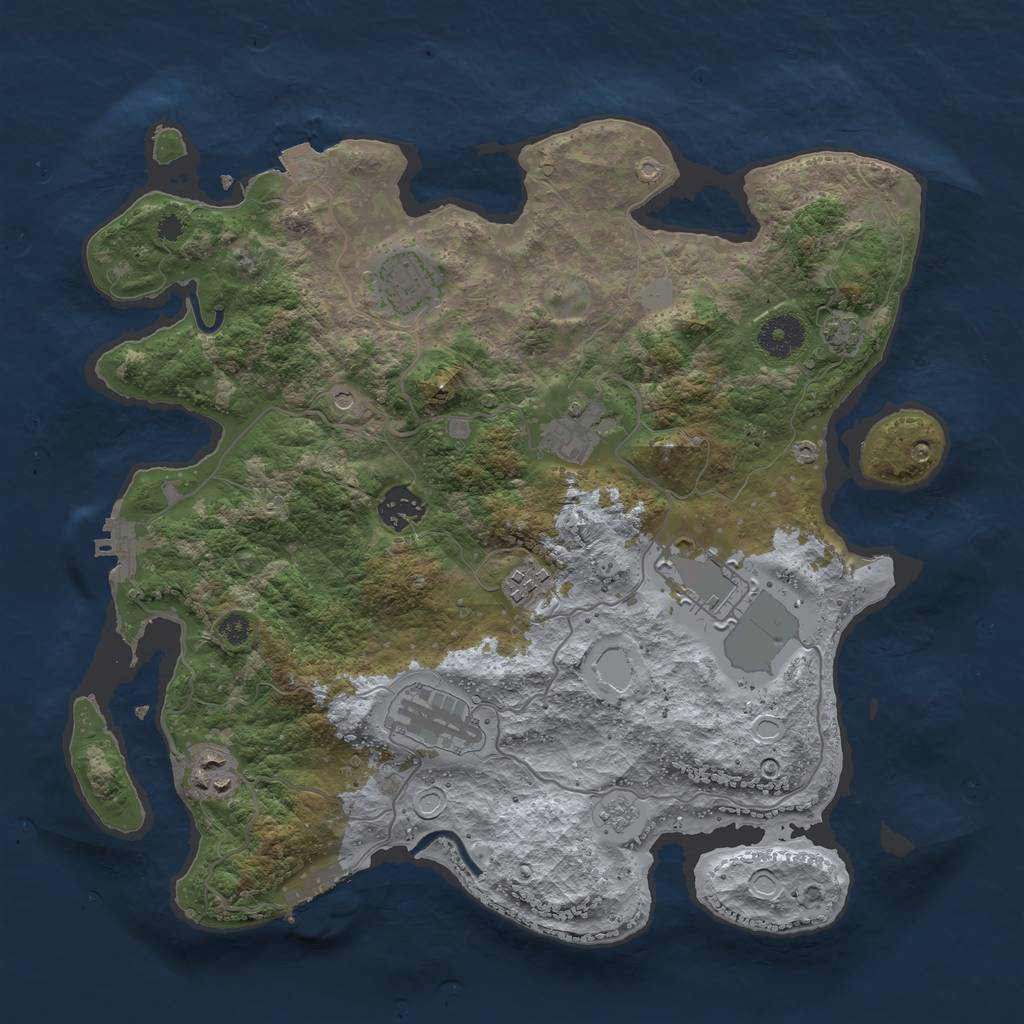 Rust Map: Procedural Map, Size: 3500, Seed: 998877441, 15 Monuments