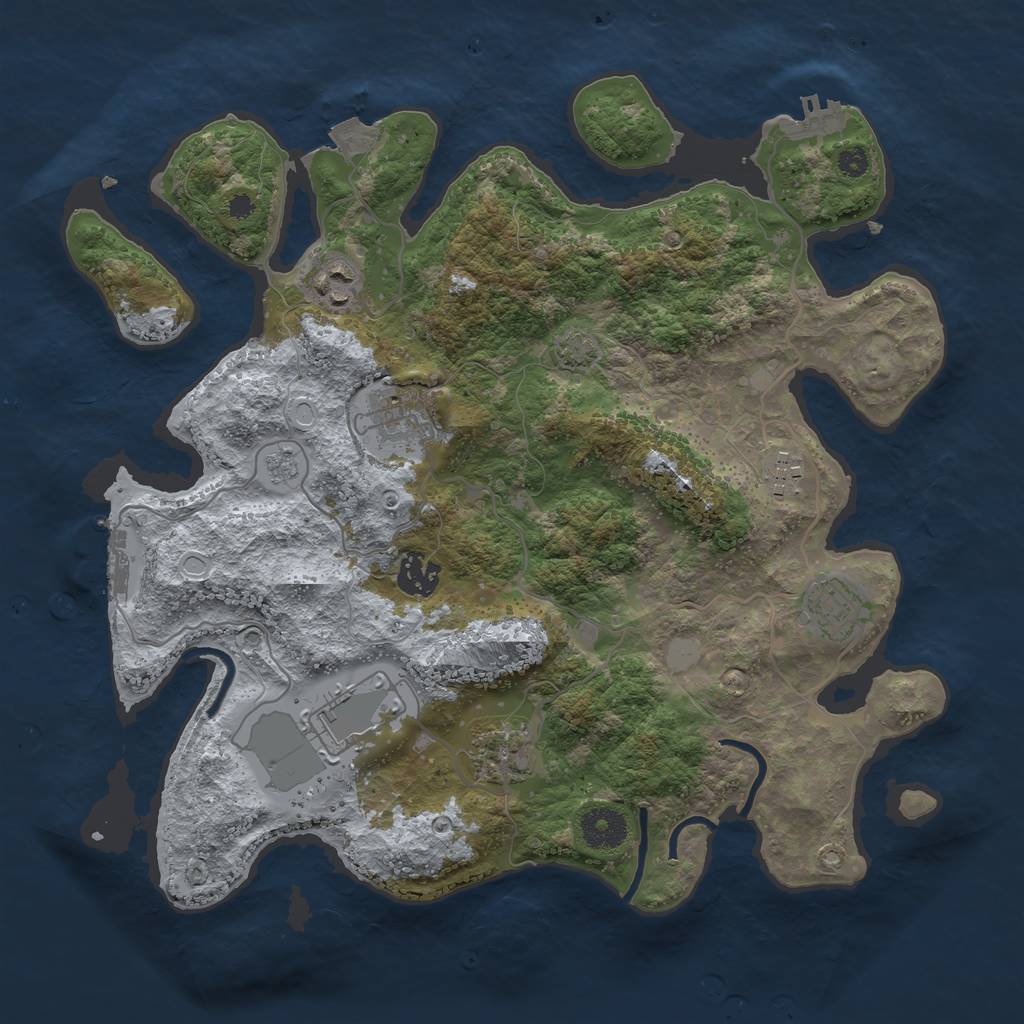 Rust Map: Procedural Map, Size: 3500, Seed: 410380134, 14 Monuments