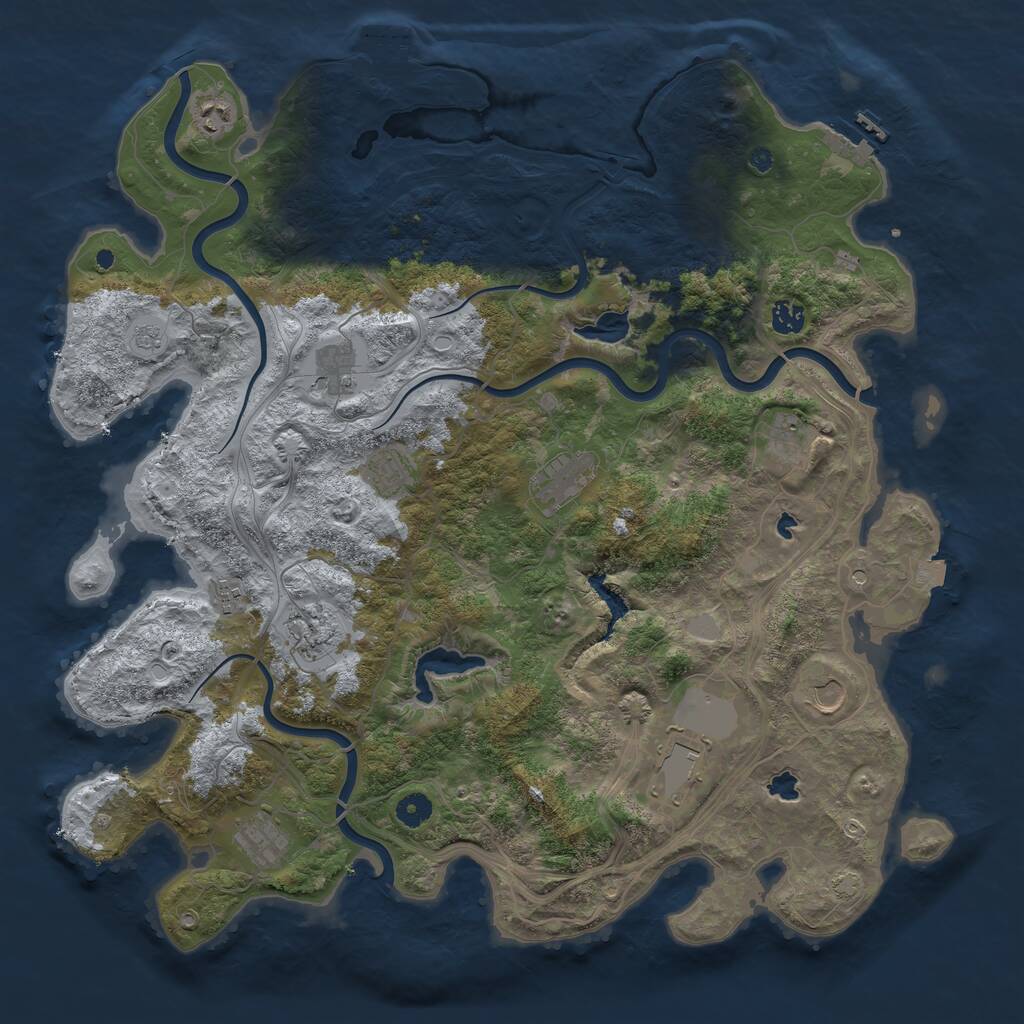 Rust Map: Procedural Map, Size: 4500, Seed: 121111, 17 Monuments