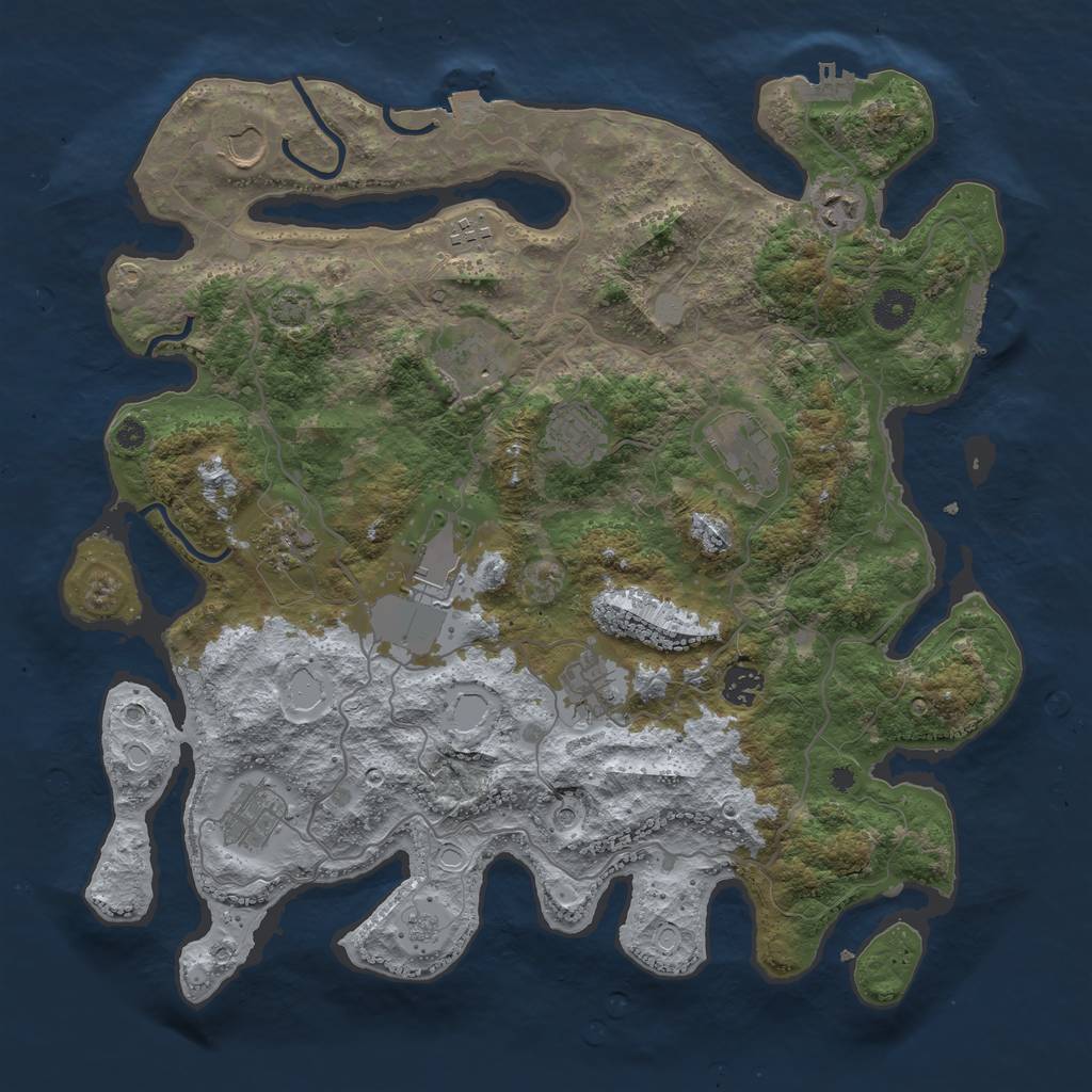 Rust Map: Procedural Map, Size: 4000, Seed: 1443219823, 19 Monuments