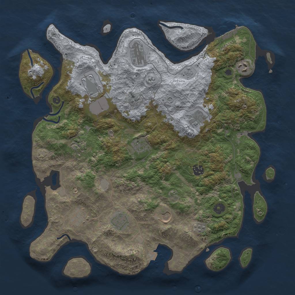 Rust Map: Procedural Map, Size: 3950, Seed: 38200093, 18 Monuments