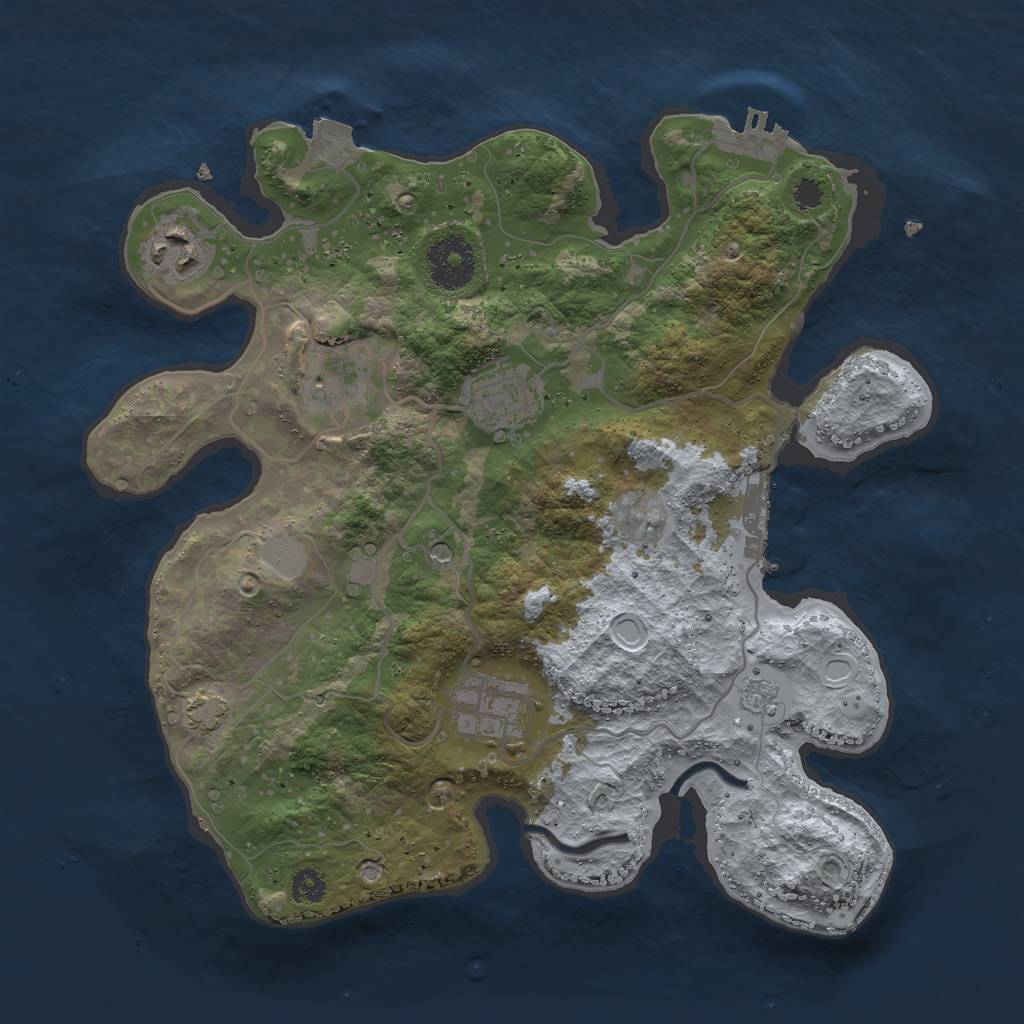 Rust Map: Procedural Map, Size: 3000, Seed: 646567865, 12 Monuments