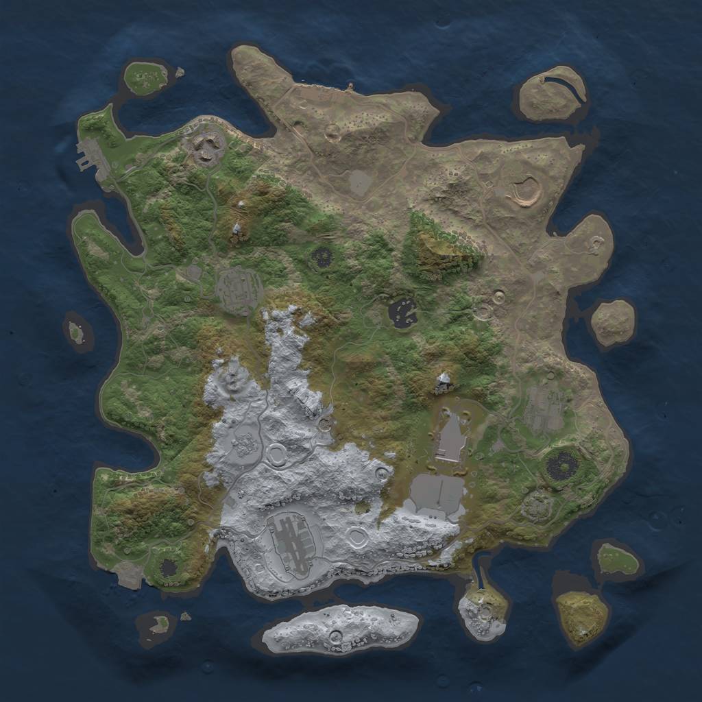 Rust Map: Procedural Map, Size: 3500, Seed: 2012116285, 15 Monuments