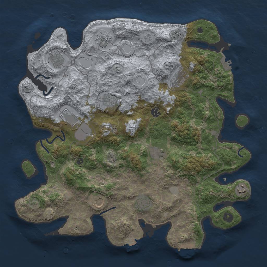Rust Map: Procedural Map, Size: 4000, Seed: 912720708, 19 Monuments
