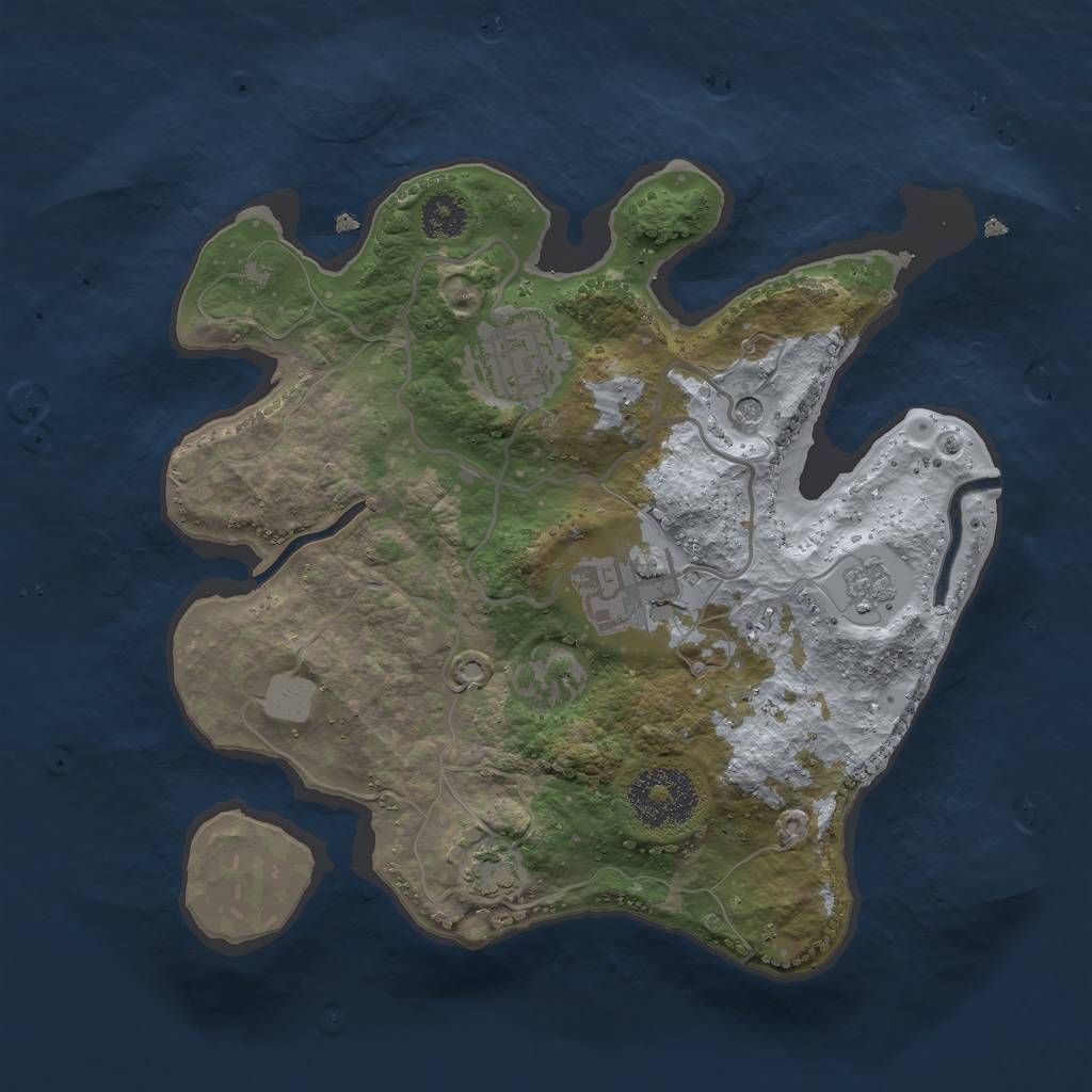 Rust Map: Procedural Map, Size: 2500, Seed: 324139551, 8 Monuments