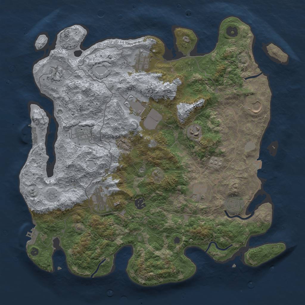 Rust Map: Procedural Map, Size: 4000, Seed: 45124, 19 Monuments