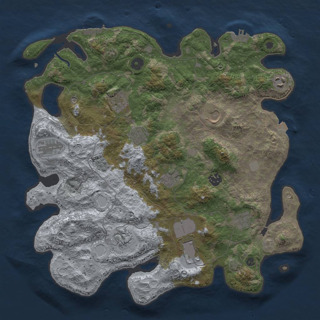 Rust Map: Procedural Map, Size: 3800, Seed: 72766669, 19 Monuments