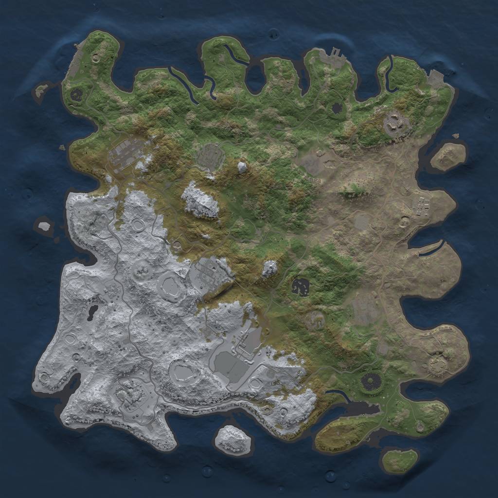 Rust Map: Procedural Map, Size: 4000, Seed: 1975118316, 18 Monuments