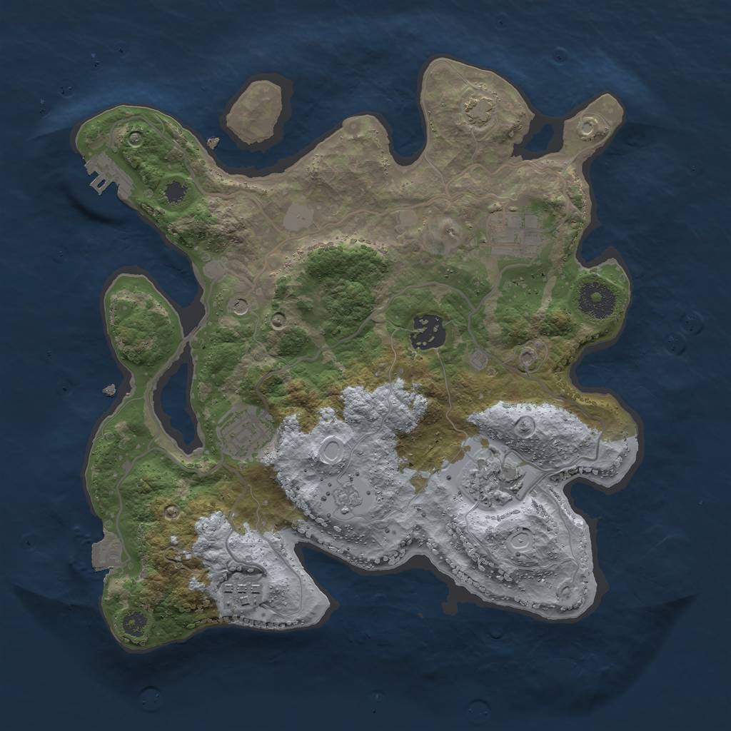 Rust Map: Procedural Map, Size: 3000, Seed: 1983041011, 12 Monuments