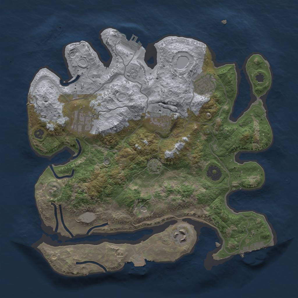Rust Map: Procedural Map, Size: 3000, Seed: 1286918936, 12 Monuments