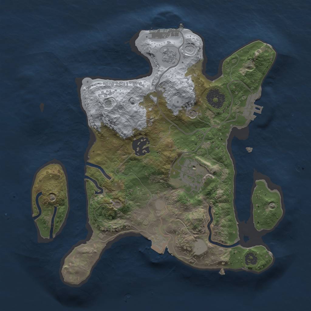 Rust Map: Procedural Map, Size: 2500, Seed: 1712512142, 9 Monuments