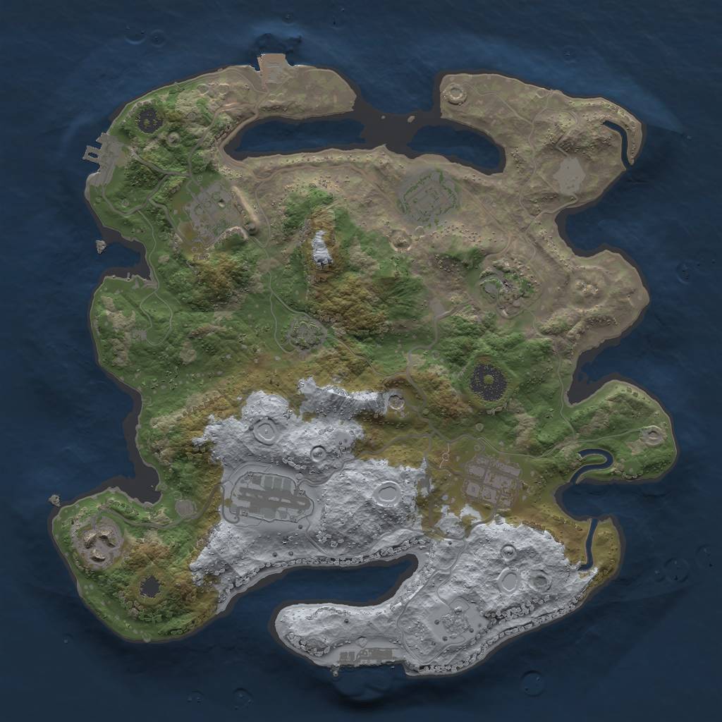 Rust Map: Procedural Map, Size: 3000, Seed: 1856076579, 14 Monuments