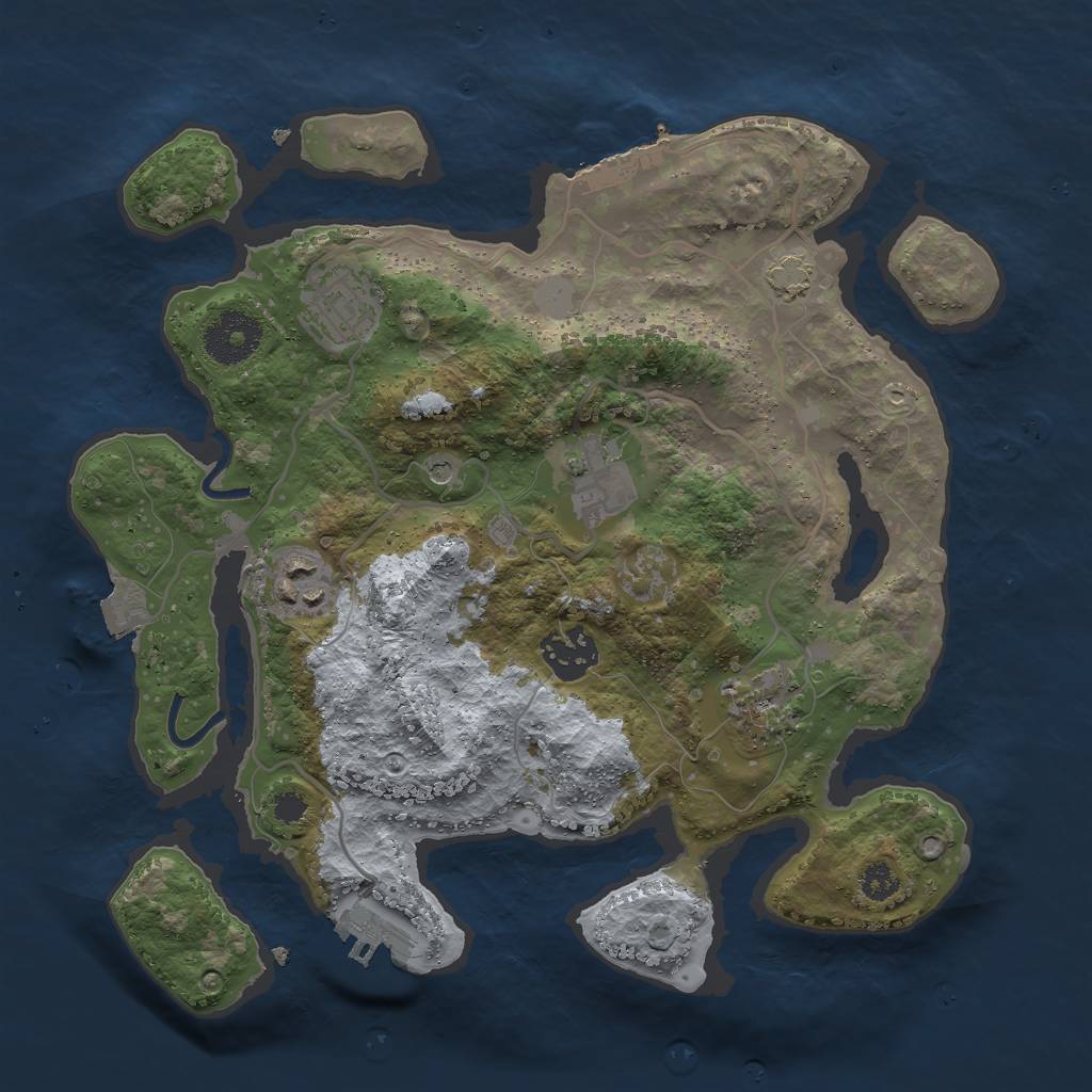 Rust Map: Procedural Map, Size: 3000, Seed: 31542, 12 Monuments