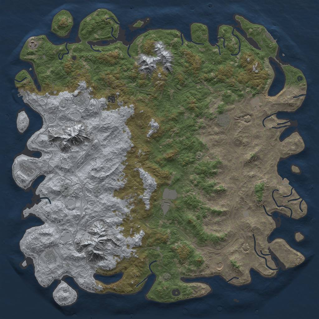 Rust Map: Procedural Map, Size: 6000, Seed: 406805140, 19 Monuments