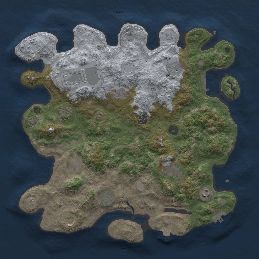 Rust Map: Procedural Map, Size: 4000, Seed: 1287939664, 18 Monuments